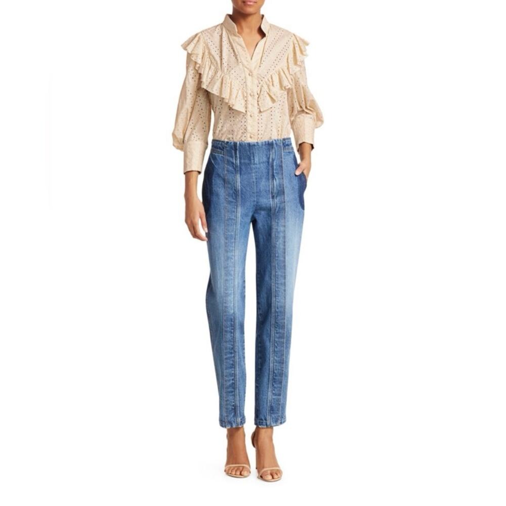 NWT New Johanna Ortiz Ecru Endless Curiosity Long Sleeve Ruffle Blouse Size 4